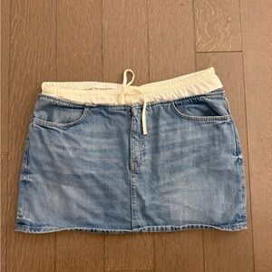 Zara denim Mini Skirt with Double Cream Waistband